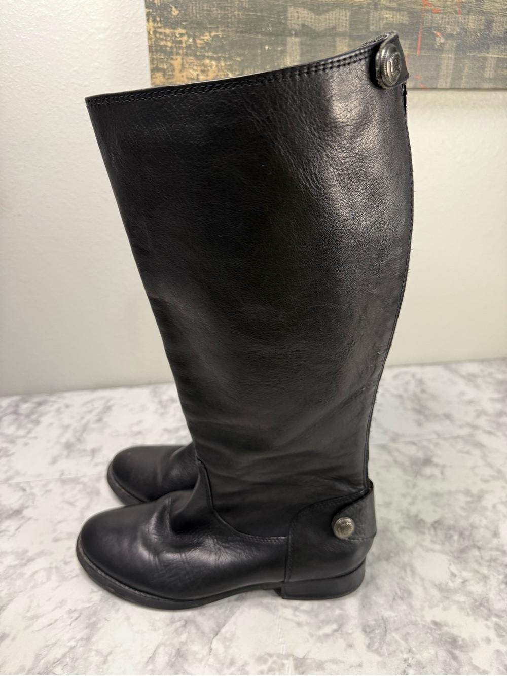 Arturo Chiang Classic Black soft Leather Knee High Women's Riding Boots Sz 8 MW